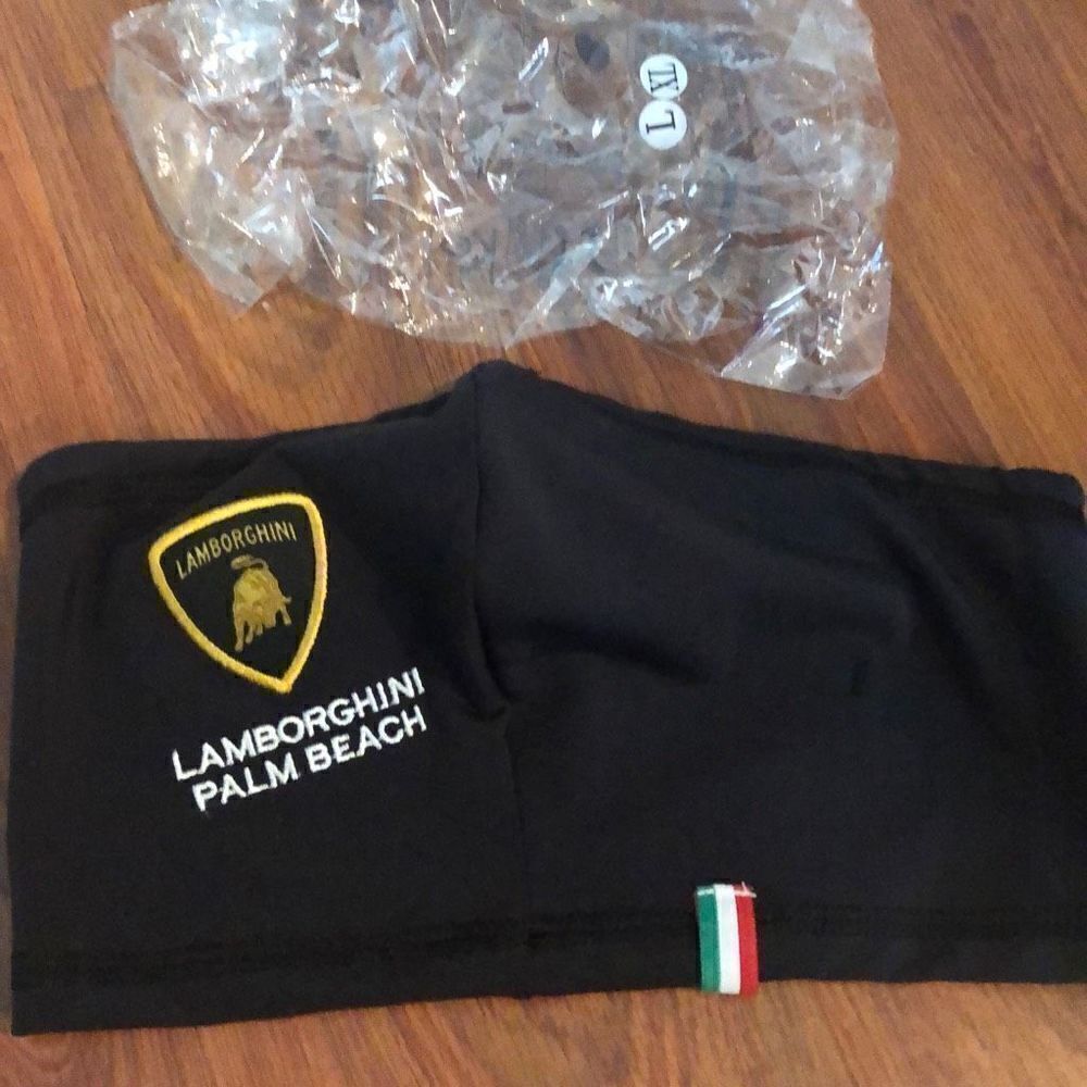 NEW Lamborghini Palm Beach Black face covering with embroidery and patch facegat